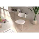 Venüs Ahşap-Metal Siyah Ayak Teddy Sandalye Vizon - Teddy Beyaz