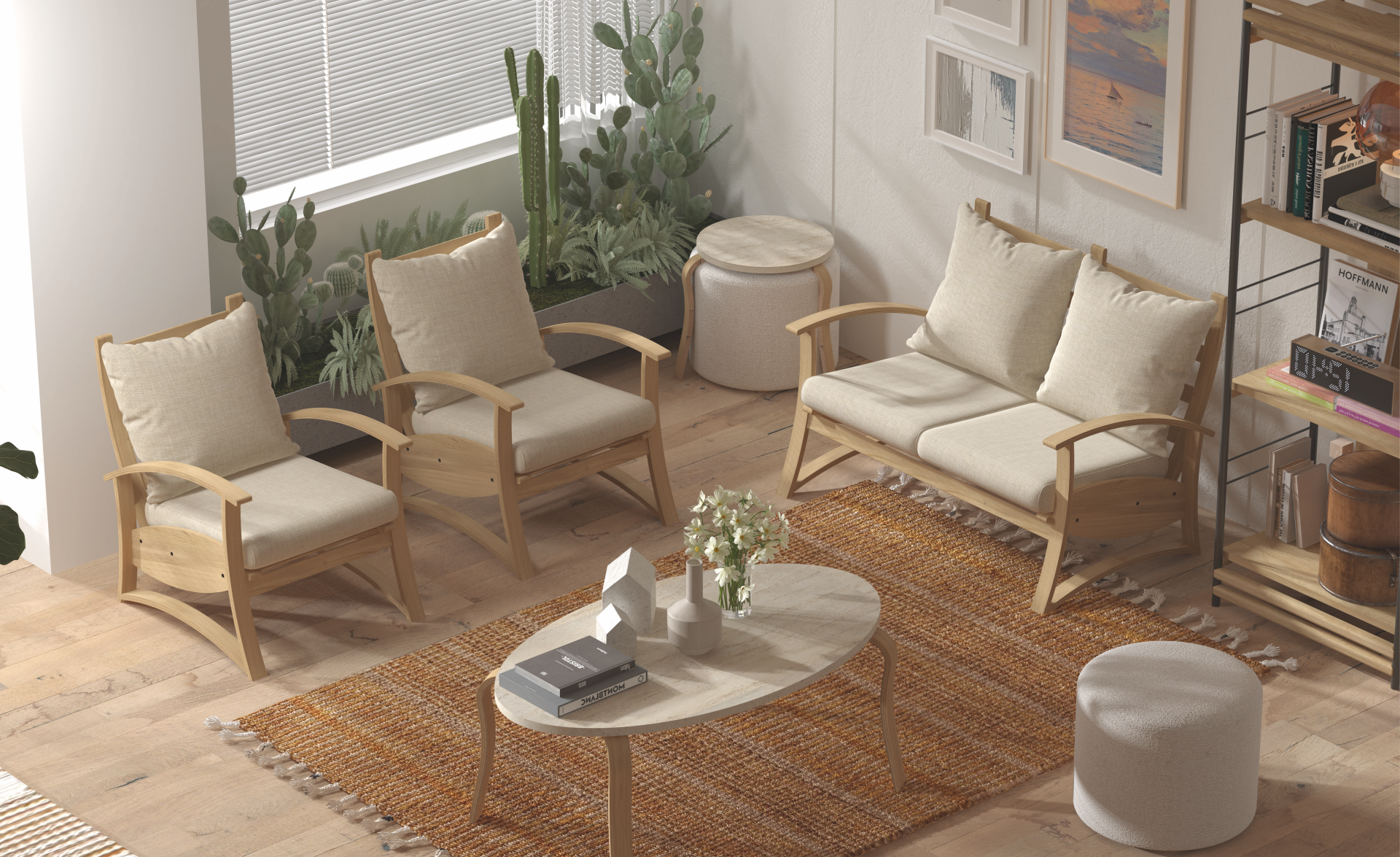 2025-veroni2 Nora 211 Eva Orta Sehpalı Bahçe Balkon Takımı - Görsel 1