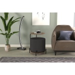 Çok Amaçlı Kestane Metal C Sehpa Puf Seti Gri-O