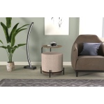 Çok Amaçlı Kestane Metal C Sehpa Puf Seti Krem-O