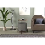 Çok Amaçlı Kestane Metal C Sehpa Puf Seti Gri