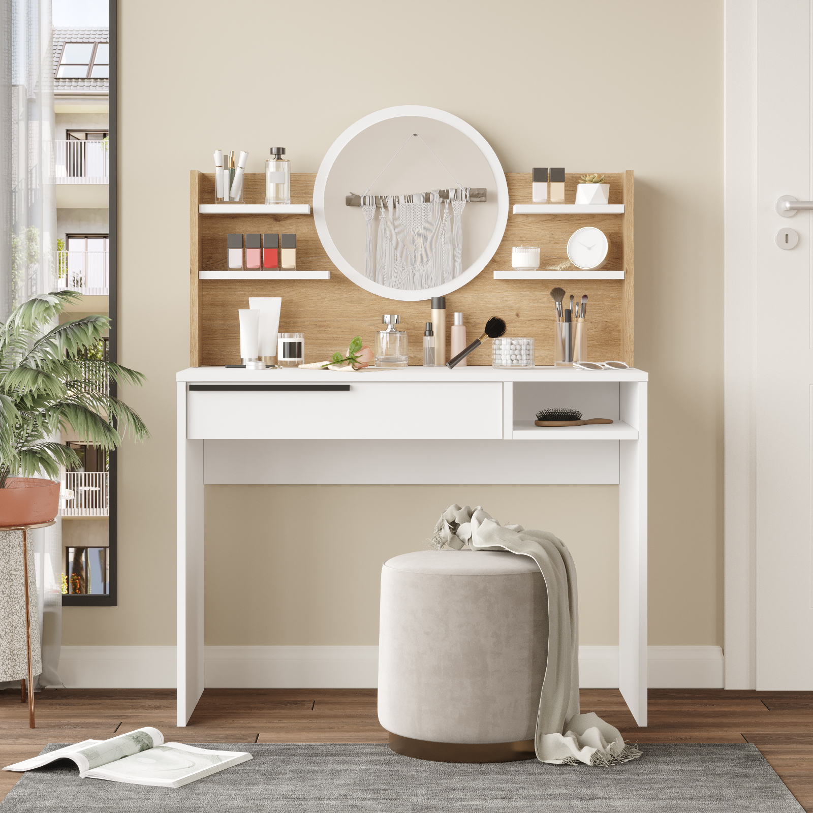 Ocean-Makyaj-Masasi-Aynali-ON28-SW-2 Ocean Makyaj Masası Aynalı ON28-SW - Görsel 1