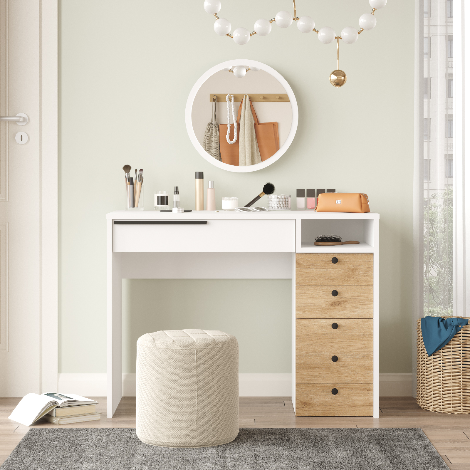 Ocean-Makyaj-Masasi-Aynali-ON29-SW-2 Ocean Makyaj Masası Aynalı ON29-SW - Görsel 1