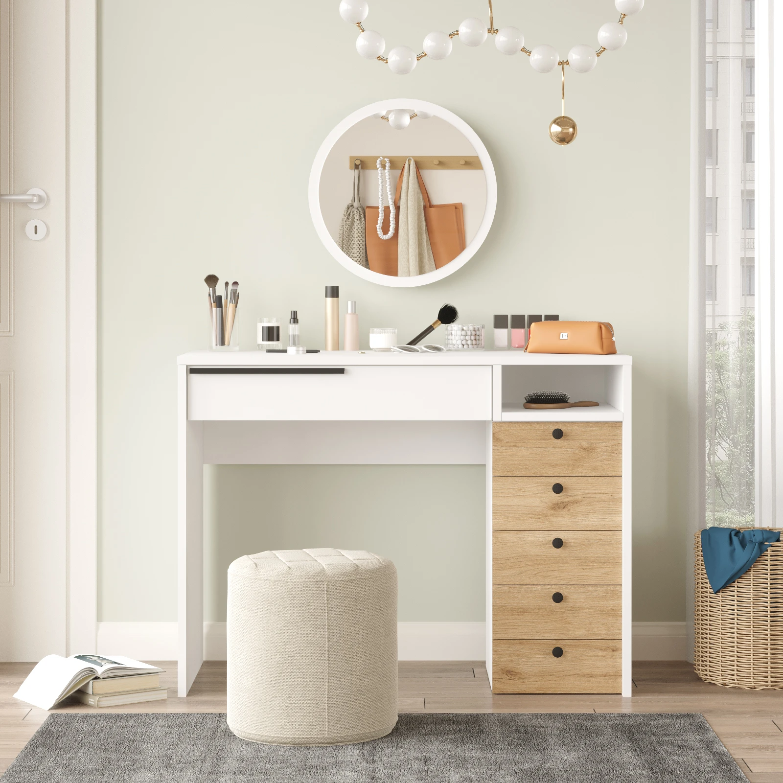 Ocean-Makyaj-Masasi-Aynali-ON29-SW-2 Ocean Makyaj Masası Aynalı ON29-SW - Görsel 1