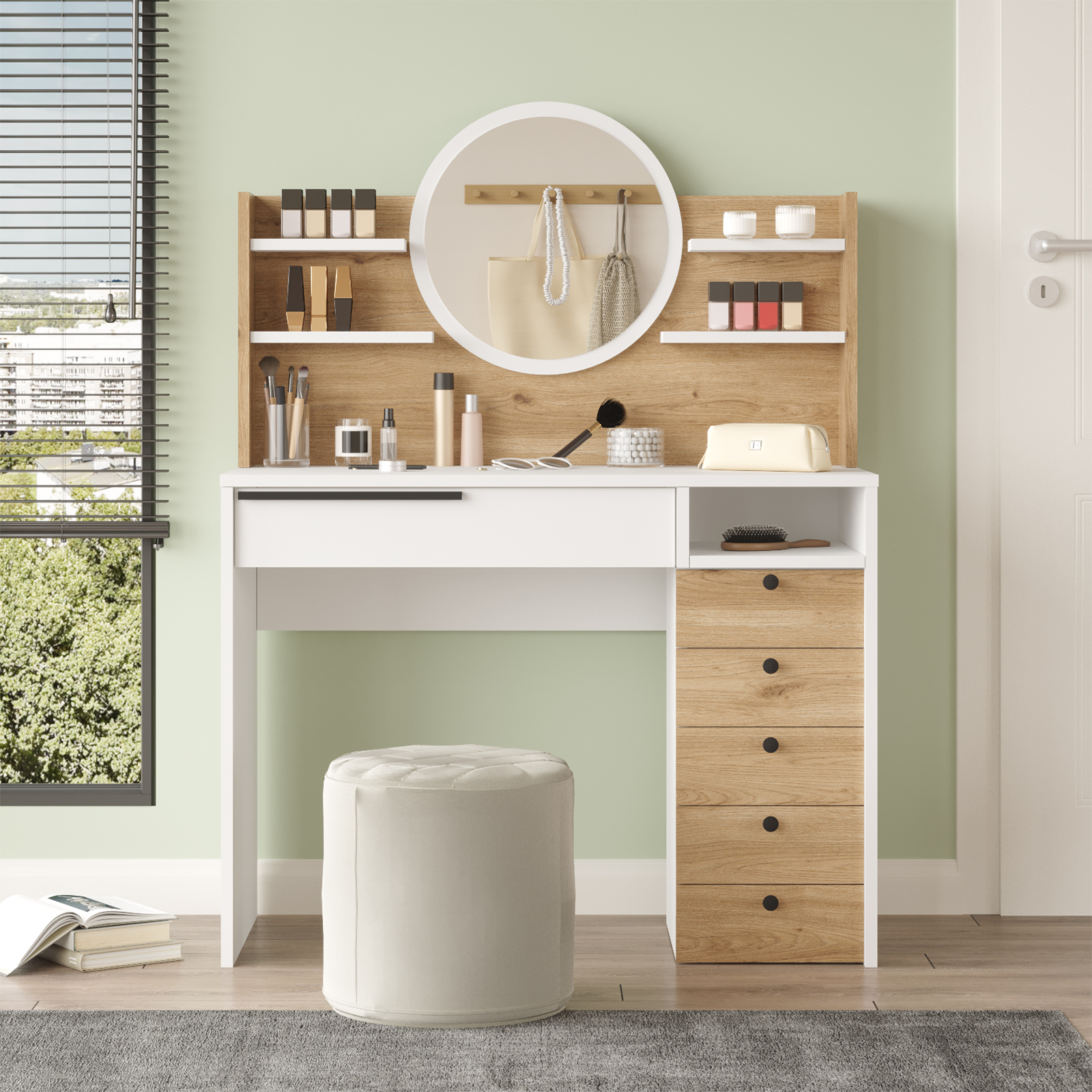 Ocean-Makyaj-Masasi-Aynali-ON30-SW-1 Ocean Makyaj Masası Aynalı ON30-SW - Görsel 1