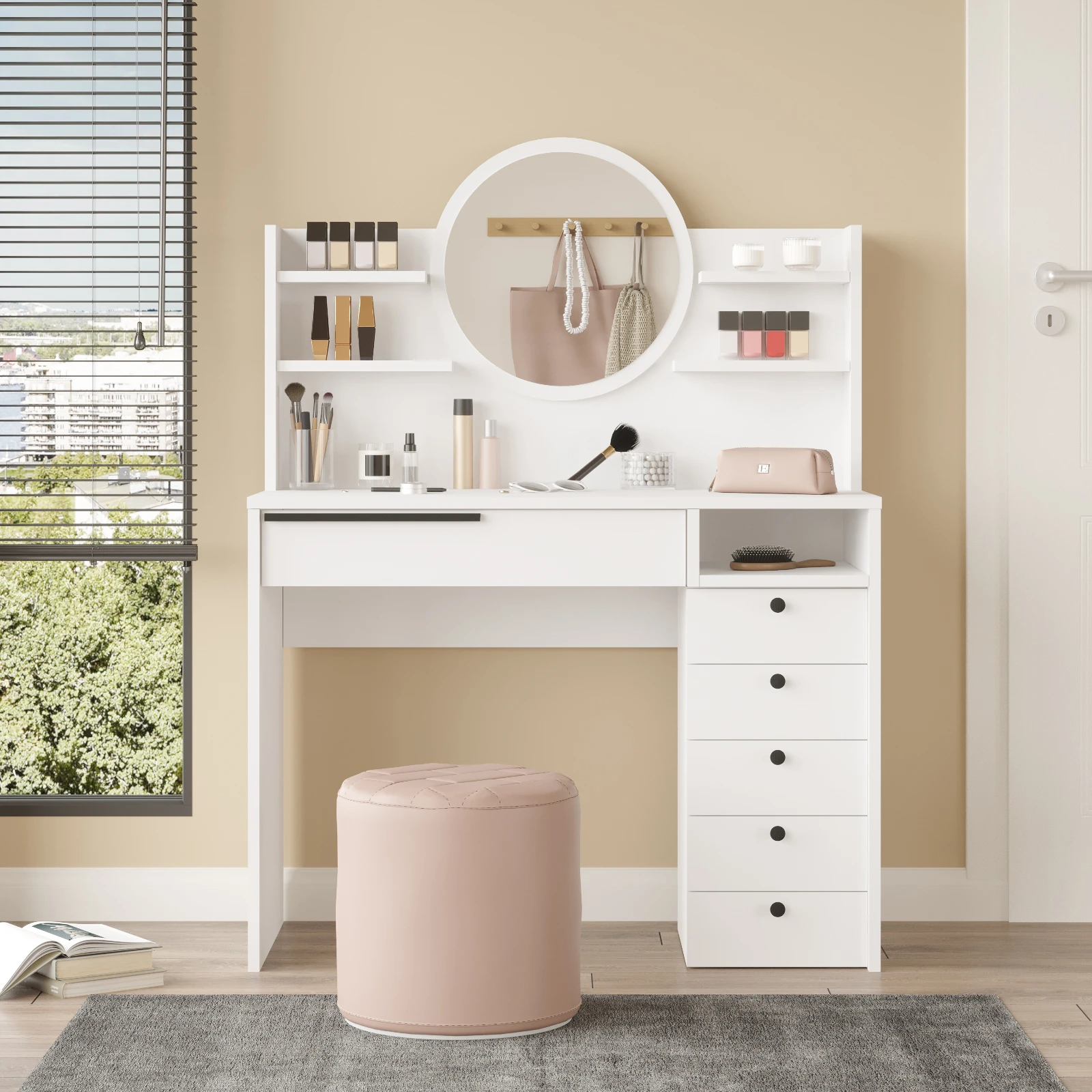 Ocean-Makyaj-Masasi-Aynali-ON30-W-1 Ocean Makyaj Masası Aynalı ON30-W - Görsel 1