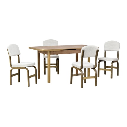 Ege Sandalye Fırat Mutfak Masası Takımı - 80x120 cm Kestane