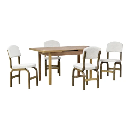 Ege Sandalye Fırat Mutfak Masası Takımı - 80x120 cm Kestane