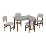 Ege Sandalye Fırat Mutfak Masası Takımı - 80x120 cm Taş Desen/Kestane