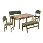 Ege Sandalye Peri Bank Fırat Mutfak Masası Takımı - 80x120 cm Yeşil - Kestane