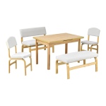 Ege Sandalye Peri Bank Fırat Mutfak Masası Takımı - 80x120 cm Beyaz - Naturel - Görsel 4