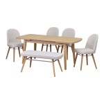 Mara Sandalye Hazar Bank Aras Mutfak Masası Takımı - 80x140 cm Beyaz - Naturel - Görsel 2