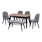 Mara Sandalye Hazar Bank Aras Mutfak Masası Takımı - 80x140 cm Gri - Kestane/Siyah