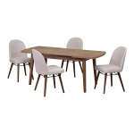 Mara Sandalye Aras Mutfak Masası Takımı - 80x140 cm Beyaz - Kestane