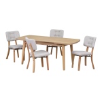 Mir Sandalye Aras Mutfak Masası Takımı - 80x140 cm Beyaz - Naturel - Görsel 3