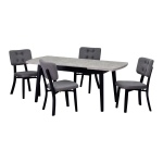 Mir Sandalye Aras Mutfak Masası Takımı - 80x140 cm Gri - Taş Desen/Siyah