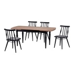 Soma Sandalye Turna Mutfak Masası Takımı - 80x140 cm Gri - Kestane/Siyah