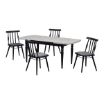 Soma Sandalye Turna Mutfak Masası Takımı - 80x140 cm Gri - Taş Desen/Siyah