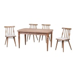 Soma Sandalye Turna Mutfak Masası Takımı - 80x140 cm Beyaz - Kestane