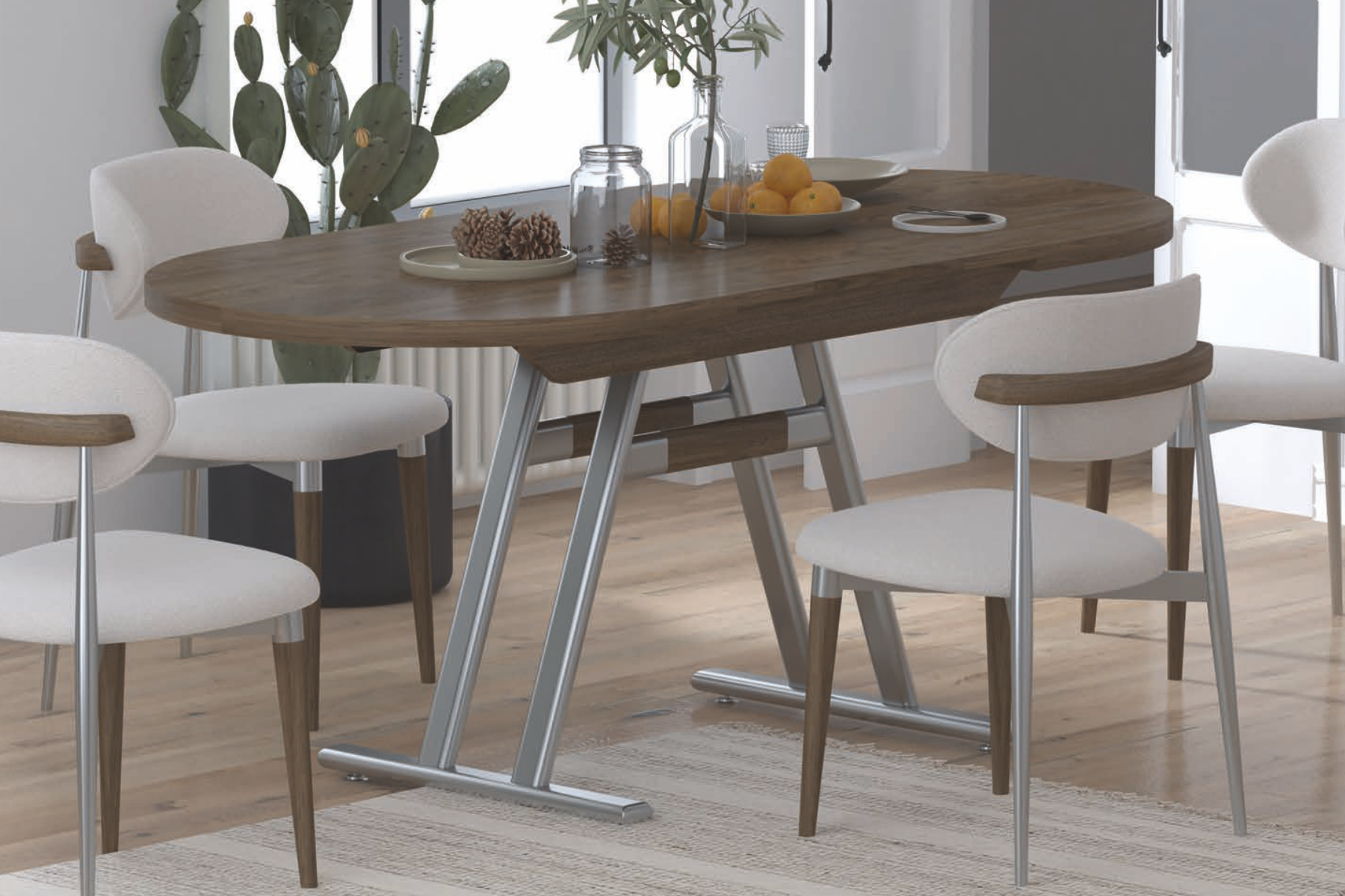 afyon-masa-venus-gold-nikel-takim3 Venüs Sandalye Afyon Nikel Mutfak Masası Takımı - 80x140 cm 6 Adet - Görsel 1