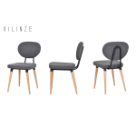 Akdeniz Ahşap Naturel Ayak Sandalye Teddy Gri - Görsel 2