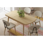 Akdeniz Sandalye Golf Mutfak Masası Takımı - 70x120 cm Beyaz - Naturel - 4 Adet