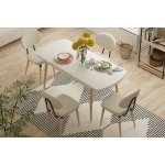 Akdeniz Sandalye Golf Mutfak Masası Takımı - 70x120 cm Beyaz - Beyaz/Naturel - 4 Adet