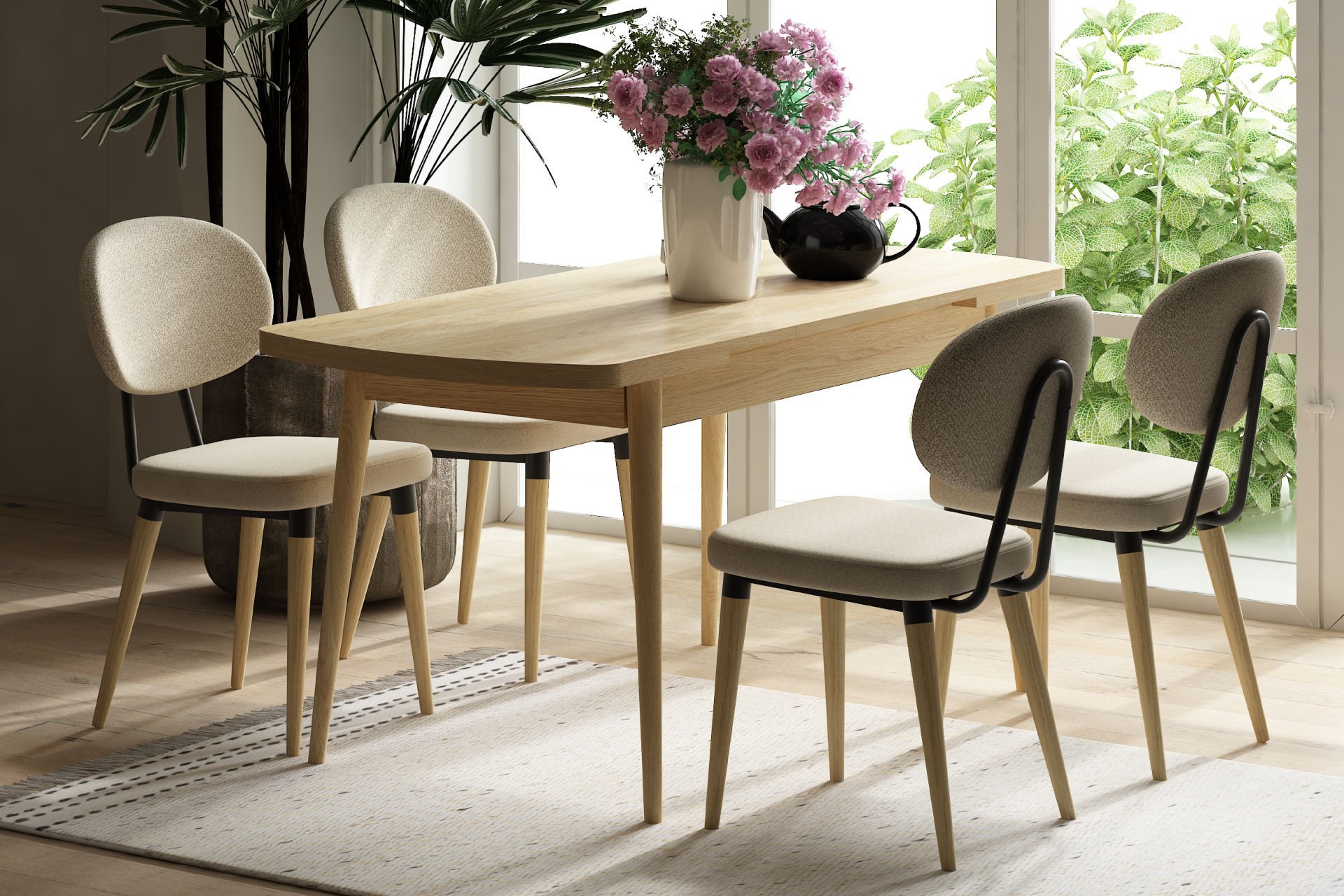 akdenizgolf-4x-100 Akdeniz Sandalye Golf Mutfak Masası Takımı - 70x120 cm - Görsel 1