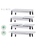 Avanos Ahşap Açılır Kapanır Mdf Mutfak Masası - 70x120+30 cm Beyaz - Siyah - Görsel 3