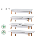 Avanos Ahşap Açılır Kapanır Mdf Mutfak Masası - 70x120+30 cm Beyaz - Naturel - Görsel 3