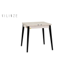 Avanos Ahşap Katlanır Kanatlı Mdf Mutfak Masası - 70x70+70 (70x140) cm Traverten - Siyah