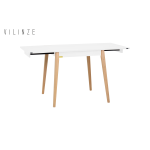 Avanos Ahşap Katlanır Kanatlı Mdf Mutfak Masası - 70x70+70 (70x140) cm Beyaz - Naturel - Görsel 2