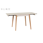 Avanos Ahşap Katlanır Kanatlı Mdf Mutfak Masası - 70x70+70 (70x140) cm Traverten - Naturel - Görsel 2