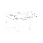 Avanos Ahşap Katlanır Kanatlı Mdf Mutfak Masası - 70x70+70 (70x140) cm Traverten - Siyah - Görsel 5