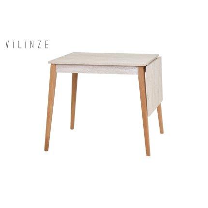 Avanos Katlanır Mdf Ahşap Mutfak Masası - 70x80 cm (70x120 cm) Traverten - Naturel