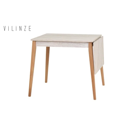 Avanos Katlanır Mdf Ahşap Mutfak Masası - 70x80 cm (70x120 cm) Traverten - Naturel