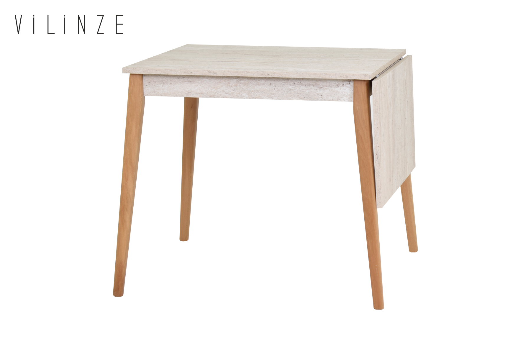 avanos-7080k-ideasoft11 Avanos Katlanır Mdf Ahşap Mutfak Masası - 70x80 cm (70x120 cm) Traverten - Naturel - Görsel 1