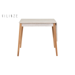 Avanos Katlanır Mdf Ahşap Mutfak Masası - 70x80 cm (70x120 cm) Traverten - Naturel - Görsel 2