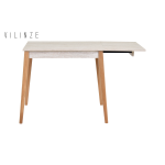 Avanos Katlanır Mdf Ahşap Mutfak Masası - 70x80 cm (70x120 cm) Traverten - Naturel - Görsel 3