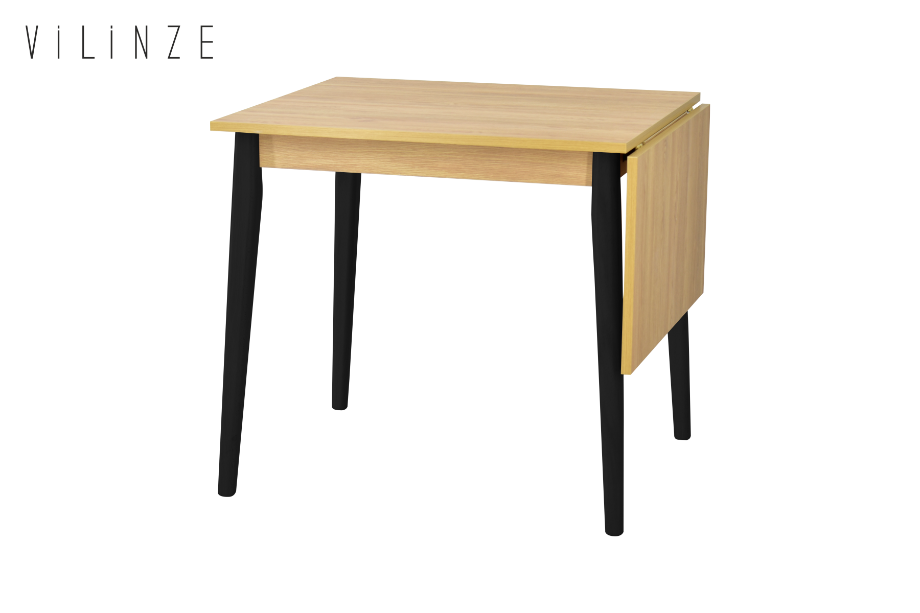 avanos-7080k-ideasoft26 Avanos Katlanır Mdf Ahşap Mutfak Masası - 70x80 cm (70x120 cm) Naturel - Siyah - Görsel 1