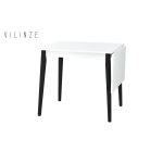 Avanos Katlanır Mdf Ahşap Mutfak Masası - 70x80 cm (70x120 cm) Beyaz - Siyah - Görsel 3