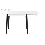 Avanos Katlanır Mdf Ahşap Mutfak Masası - 70x80 cm (70x120 cm) Beyaz - Siyah - Görsel 2