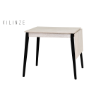 Avanos Katlanır Mdf Ahşap Mutfak Masası - 70x80 cm (70x120 cm) Traverten - Siyah