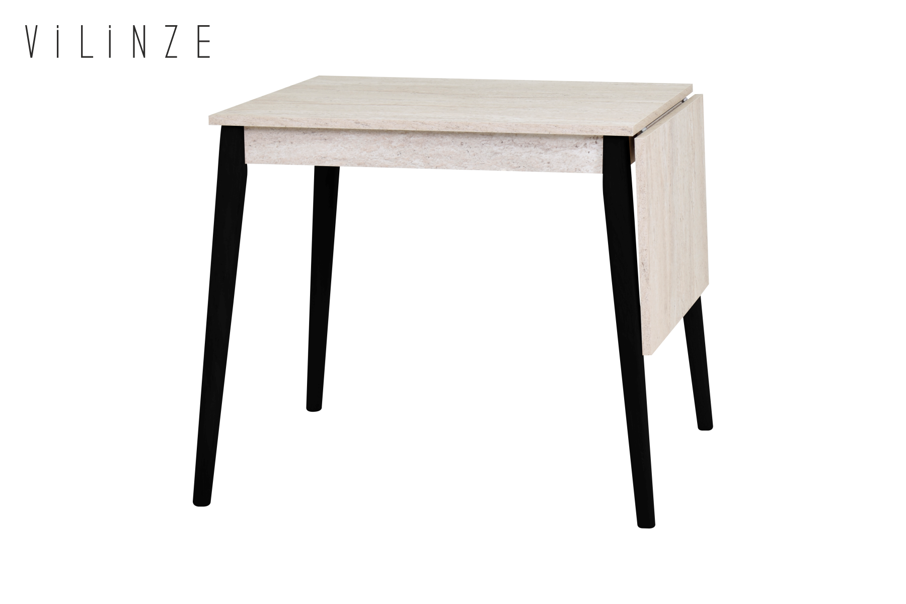 avanos-7080k-ideasoft36 Avanos Katlanır Mdf Ahşap Mutfak Masası - 70x80 cm (70x120 cm) Traverten - Siyah - Görsel 1