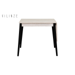 Avanos Katlanır Mdf Ahşap Mutfak Masası - 70x80 cm (70x120 cm) Traverten - Siyah - Görsel 2