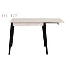 Avanos Katlanır Mdf Ahşap Mutfak Masası - 70x80 cm (70x120 cm) Traverten - Siyah - Görsel 3