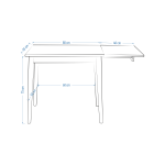 Avanos Katlanır Mdf Ahşap Mutfak Masası - 70x80 cm (70x120 cm) Traverten - Siyah - Görsel 7