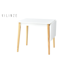 Avanos Katlanır Mdf Ahşap Mutfak Masası - 70x80 cm (70x120 cm) Beyaz - Naturel
