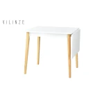 Avanos Katlanır Mdf Ahşap Mutfak Masası - 70x80 cm (70x120 cm) Beyaz - Naturel