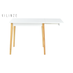 Avanos Katlanır Mdf Ahşap Mutfak Masası - 70x80 cm (70x120 cm) Beyaz - Naturel - Görsel 3